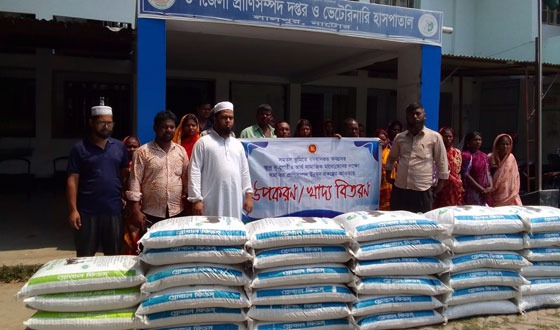 লালপুরে ক্ষুদ্র নৃ-গোষ্ঠী সুবিধাভোগীদের মাঝে গরুর খাদ্য বিতরণ