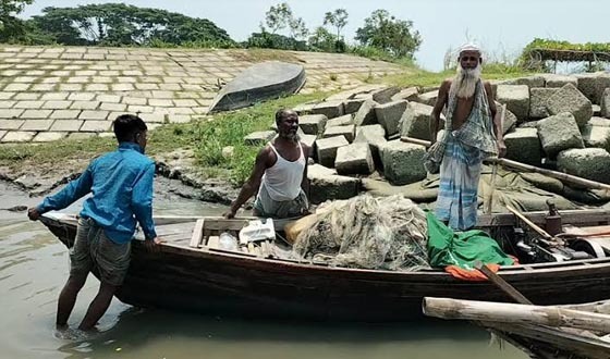 দু'মাস জাটকা বিরোধী নিষেধাজ্ঞা শেষে মাছ ধরতে নদীতে জেলেরা