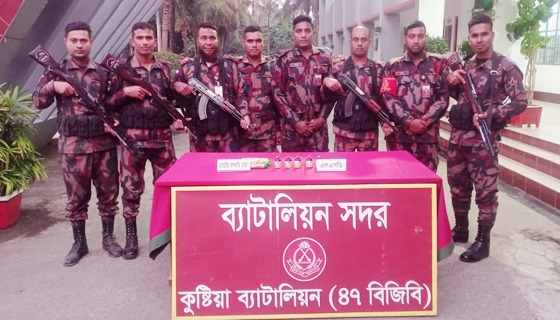 কুষ্টিয়া ও দৌলতপুর সীমান্তে মাদকসহ অবৈধমাল জব্দ