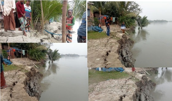 আশাশুনির চাপড়া বেড়ী বাঁধে  ভয়াবহ ভাঙ্গন