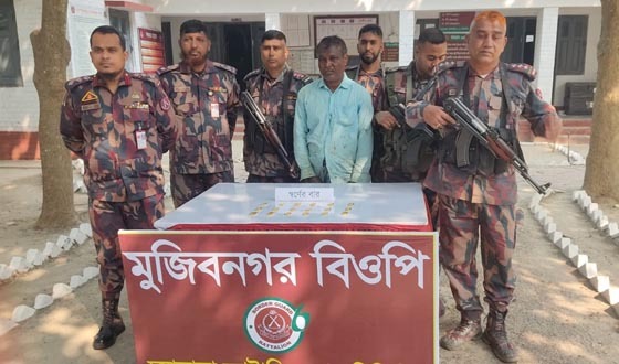 মুজিবনগর সীমান্তে স্বর্ণের বারসহ ভারতীয় নাগরিক আটক