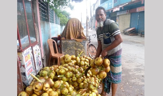 দিঘলিয়ায় প্রচন্ড গরমে স্বস্তি দিতে বিক্রি হচ্ছে তালের শাঁস