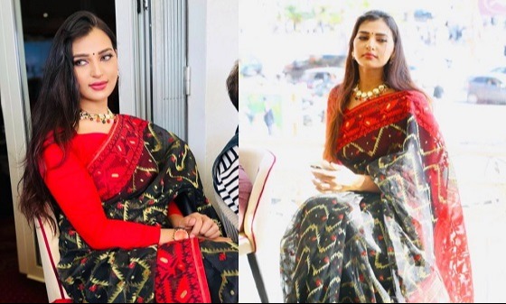 কানের মঞ্চে বাঙালি সাজে ধরা দিলেন বর্ষা