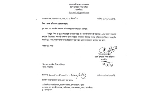 সাতক্ষীরায় শিক্ষকের বিরুদ্ধে অভিভাবকদের অভিযোগ, তদন্তের নির্দেশ