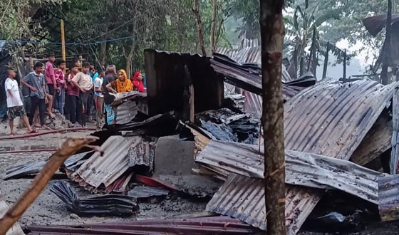 আগৈলঝাড়ায় ভয়াবহ অগ্নিকাণ্ডে তিন পরিবার সর্বস্বান্ত