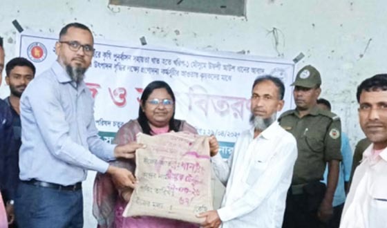 তানোরে কৃষকের মাঝে বিনামুল্যে সার বীজ বিতরণ
