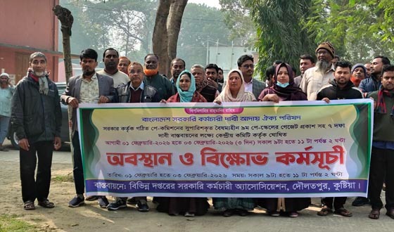 দৌলতপুরে অবস্থান ও বিক্ষোভ কর্মসূচি পালিত