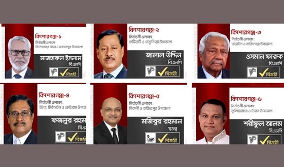 কিশোরগঞ্জের-৬ আসনের ১টি স্বতন্ত্র , ৫টিতে বিএনপির জয়
