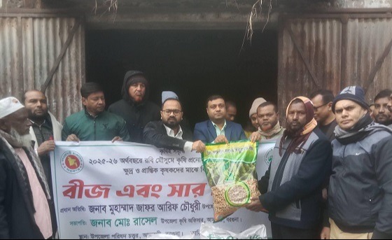 আমতলীতে কৃষকের মাঝে বাদাম বীজ বিতরণ