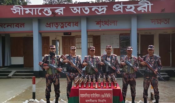 ঝিনাইগাতী সীমান্তে ভারতীয় মদ জব্দ