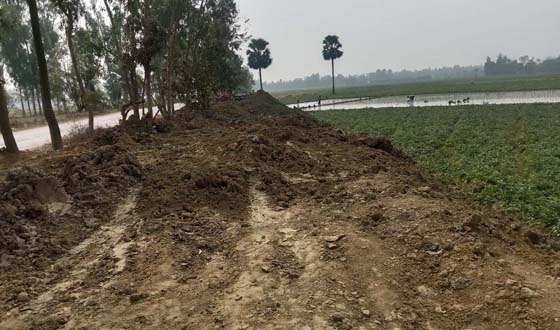 ক্ষেতলালে প্রভাবশালীর বিরুদ্ধে ফসলি জমি ভরাট করার অভিযোগ