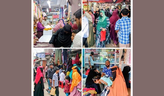 ঈদ কেনাকাটায় চাঁদপুরের মার্কেটগুলোতে উপচে পড়া ভিড়