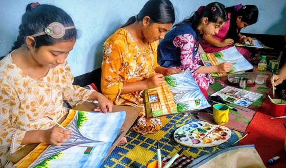 শেরপুরে শিশুদের চিত্রাঙ্কন প্রতিযোগিতা